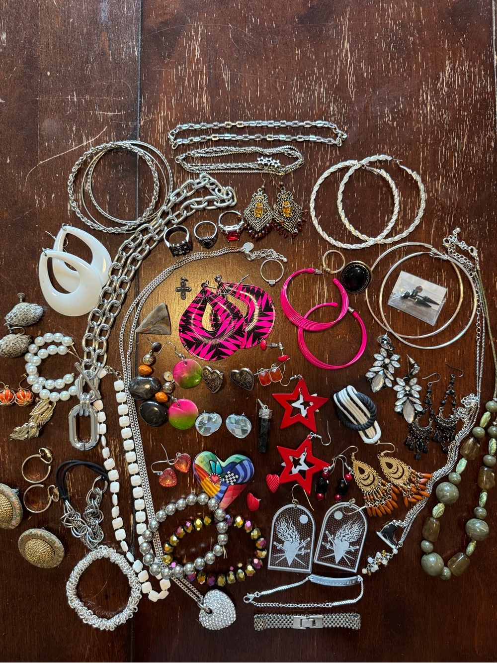 Costume Jewelry Lot Bohemian Eclectic Bracelets, Earrings, Rings, Necklaces